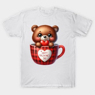 Valentine Bear In Tea Cup T-Shirt